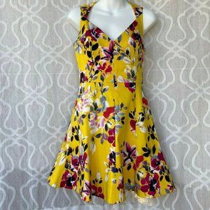 French Connection Yellow Floral A Line Mini Dress